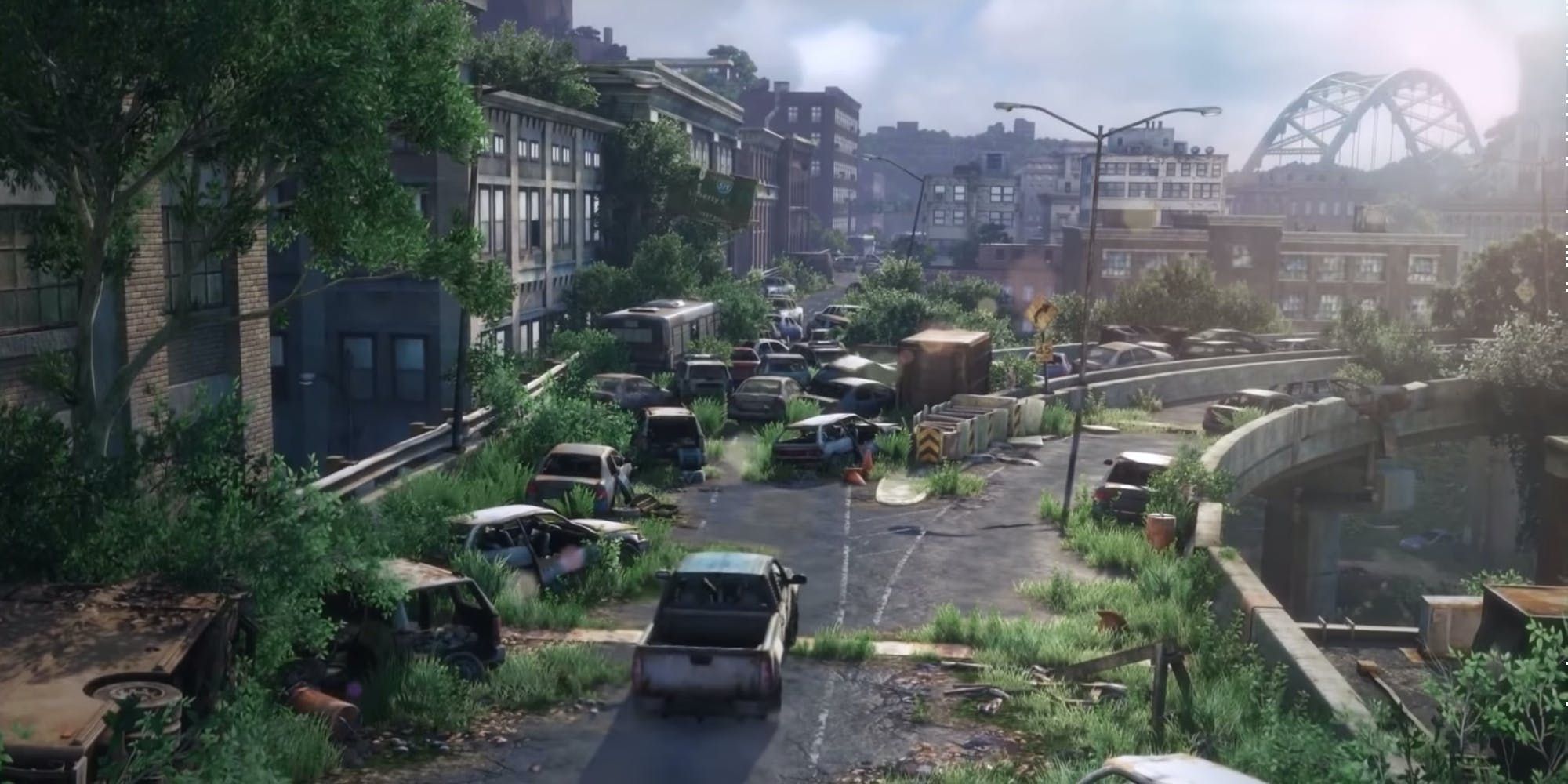 A highway in the post-apocalypse from 'The Last of Us'