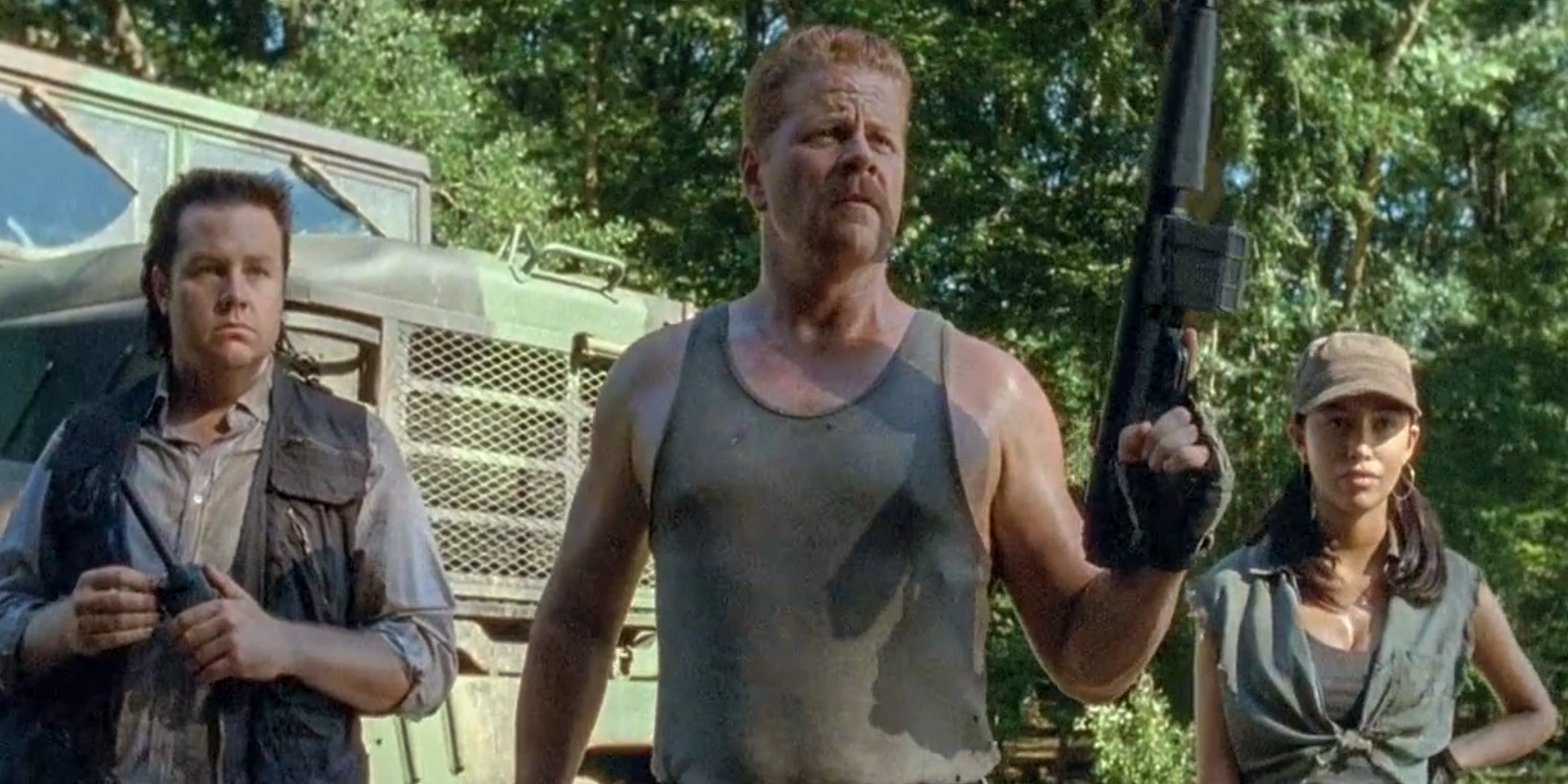 Eugene, Abraham and Rosita on The Walking Dead