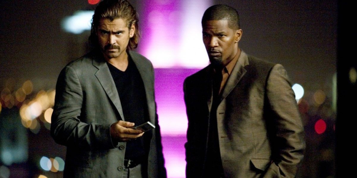 Colin Farrell as Sonny Crockett and Jamie Foxx as Rico Tubbs in Miami Vice