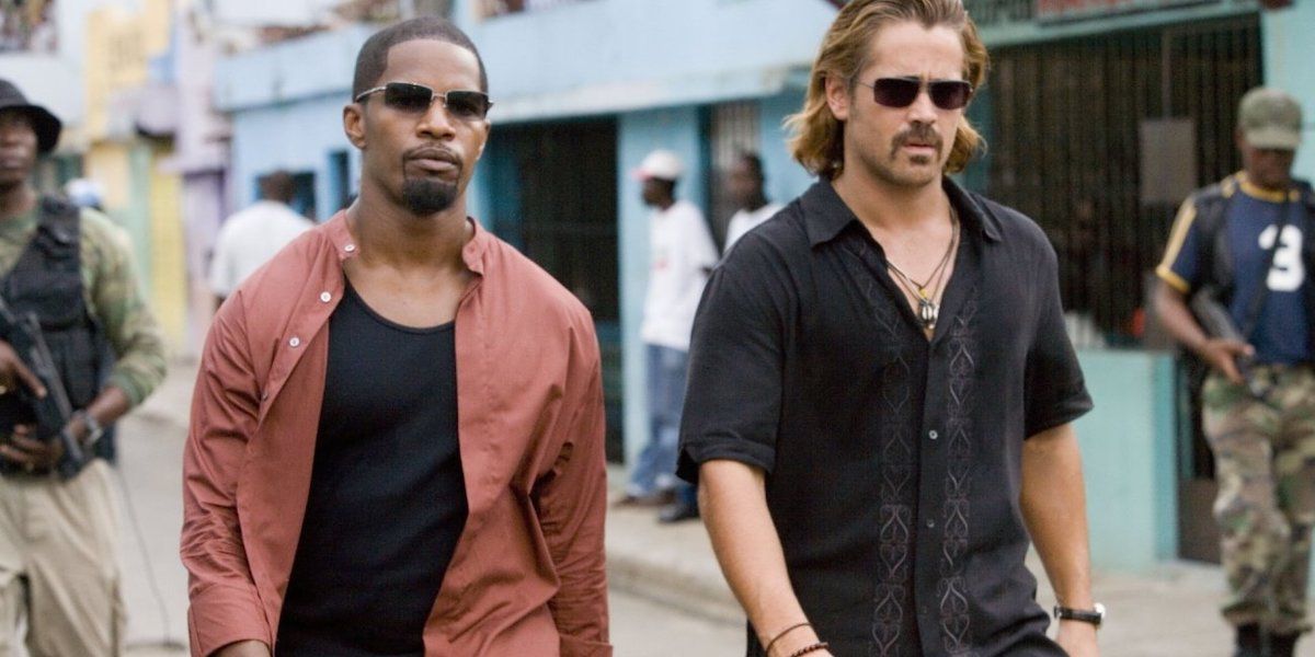 Jamie Foxx dans le rôle de Rico Tubbs et Colin Farrell dans celui de Sonny Crockett dans le film Miami Vice.