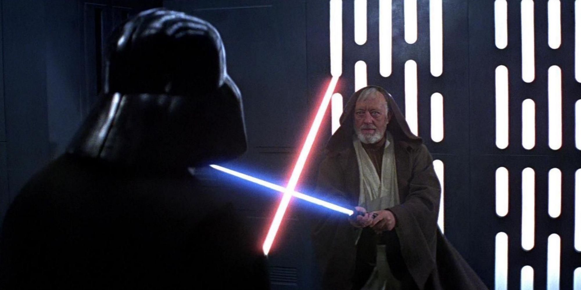 Obi-Wan Kenobi e Darth Vader lutam na Estrela da Morte em 'Star Wars: Episódio IV - Uma Nova Esperança'