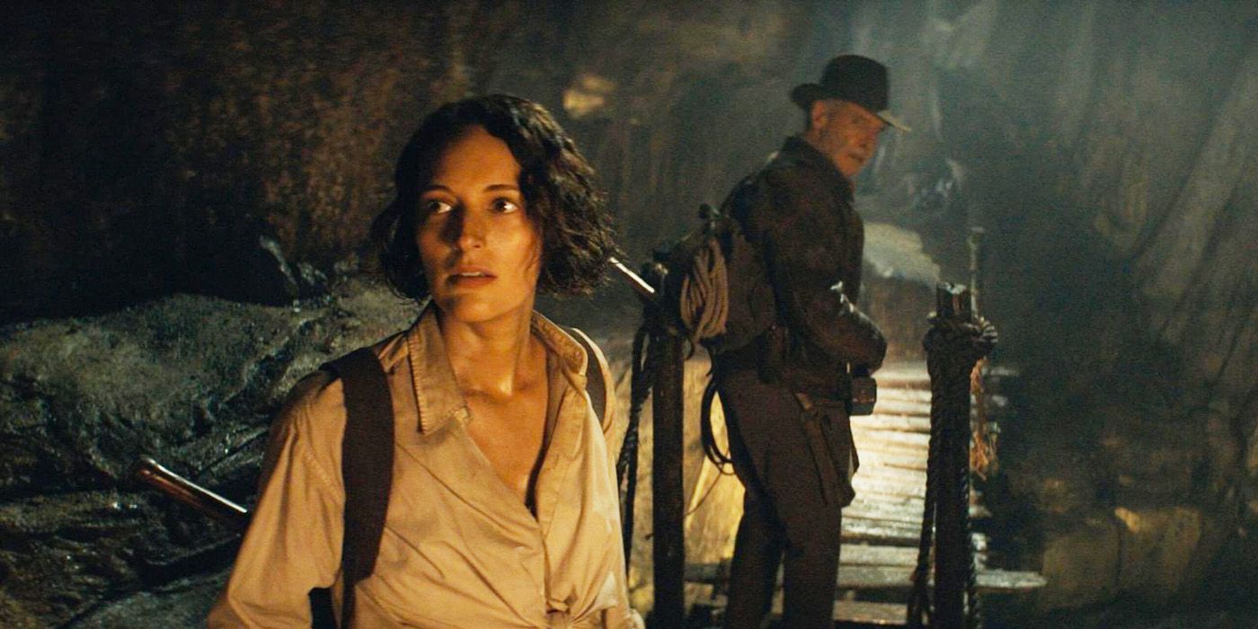 Phoebe Waller-Bridge as Helena and Harrison Ford in Indiana Jones 5