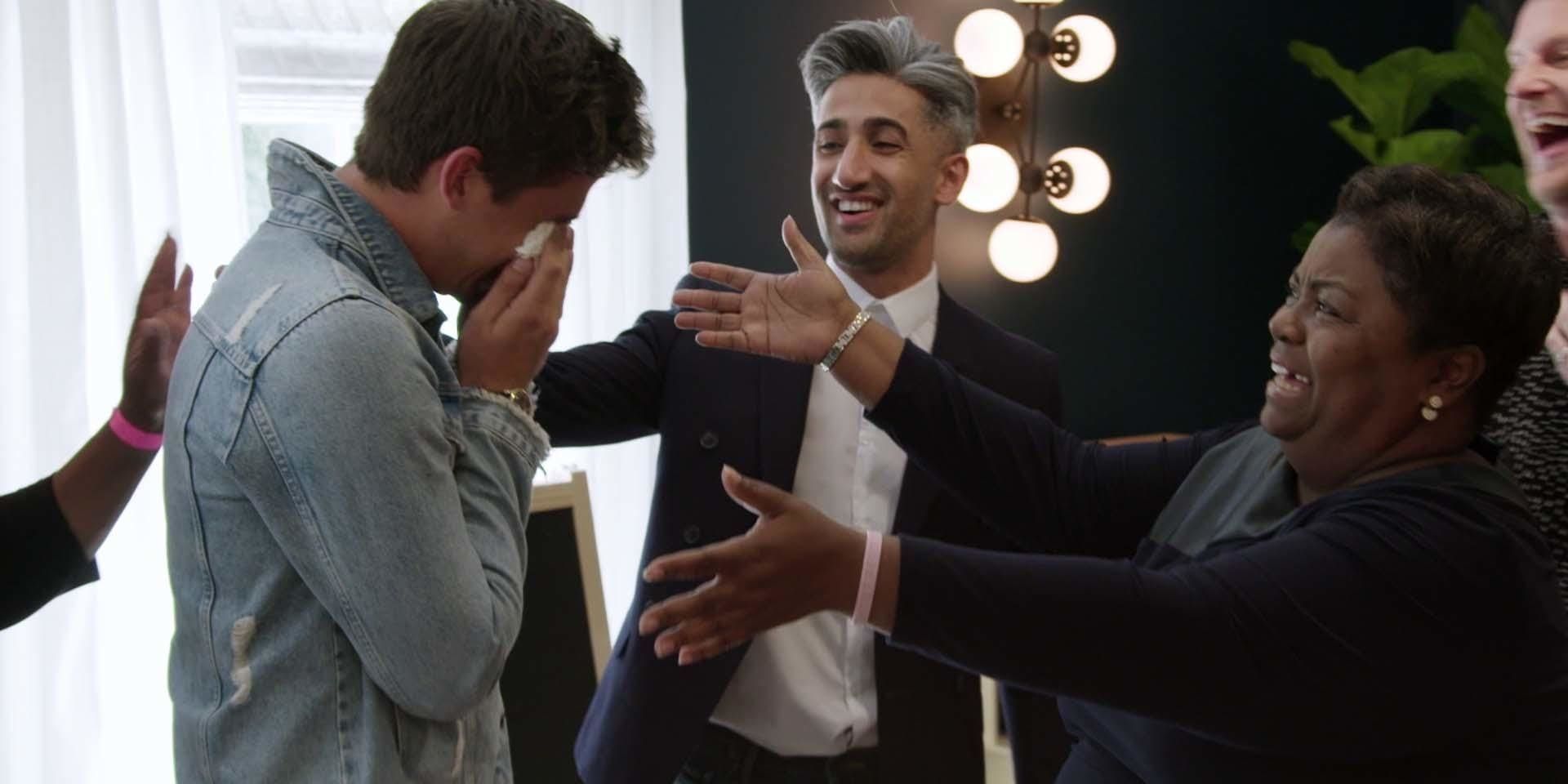 queer eye god bless gay antoni cries as miss tammye and tan france offer hugs