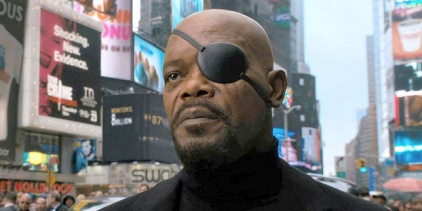 Nick Fury in Times Square in The Avengers