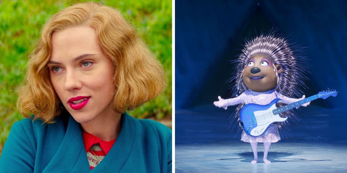 Scarlett Johansson side-by-side with her Sing 2 character Ash
