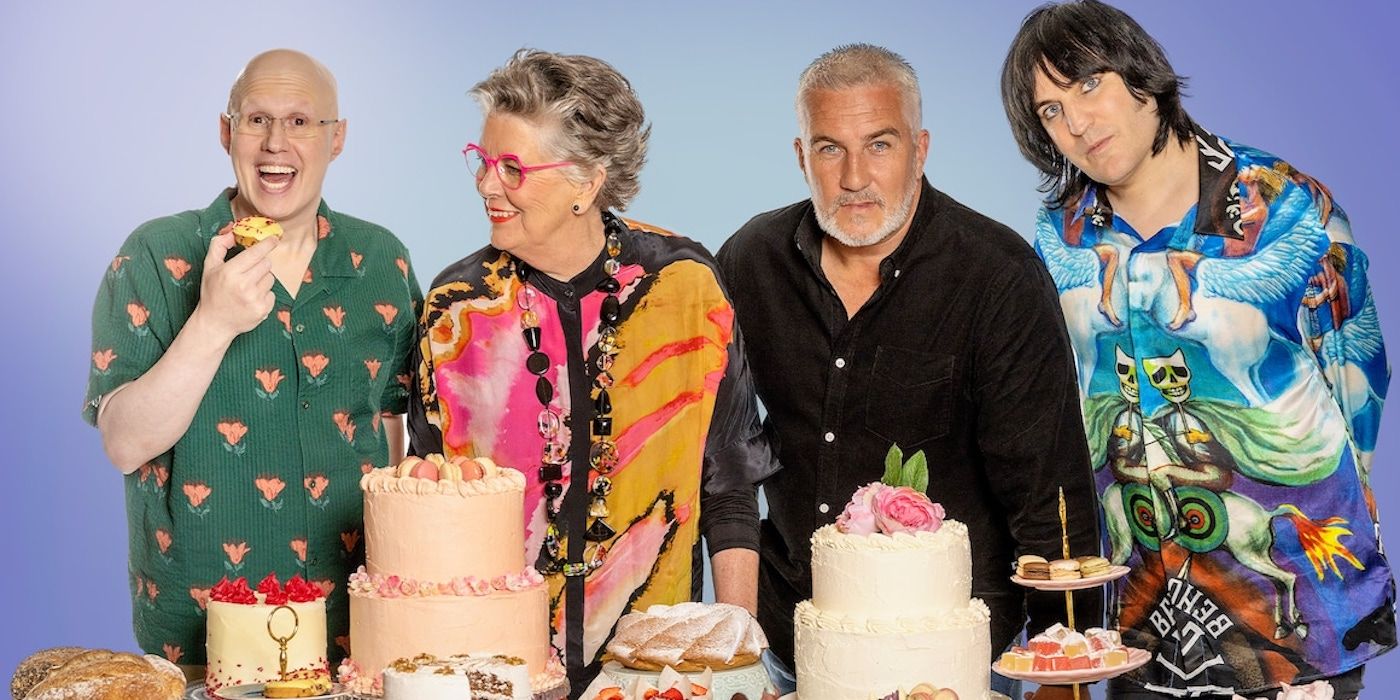 The Great British Baking Show : The Great British Bake Off cast of judges and hosts posing