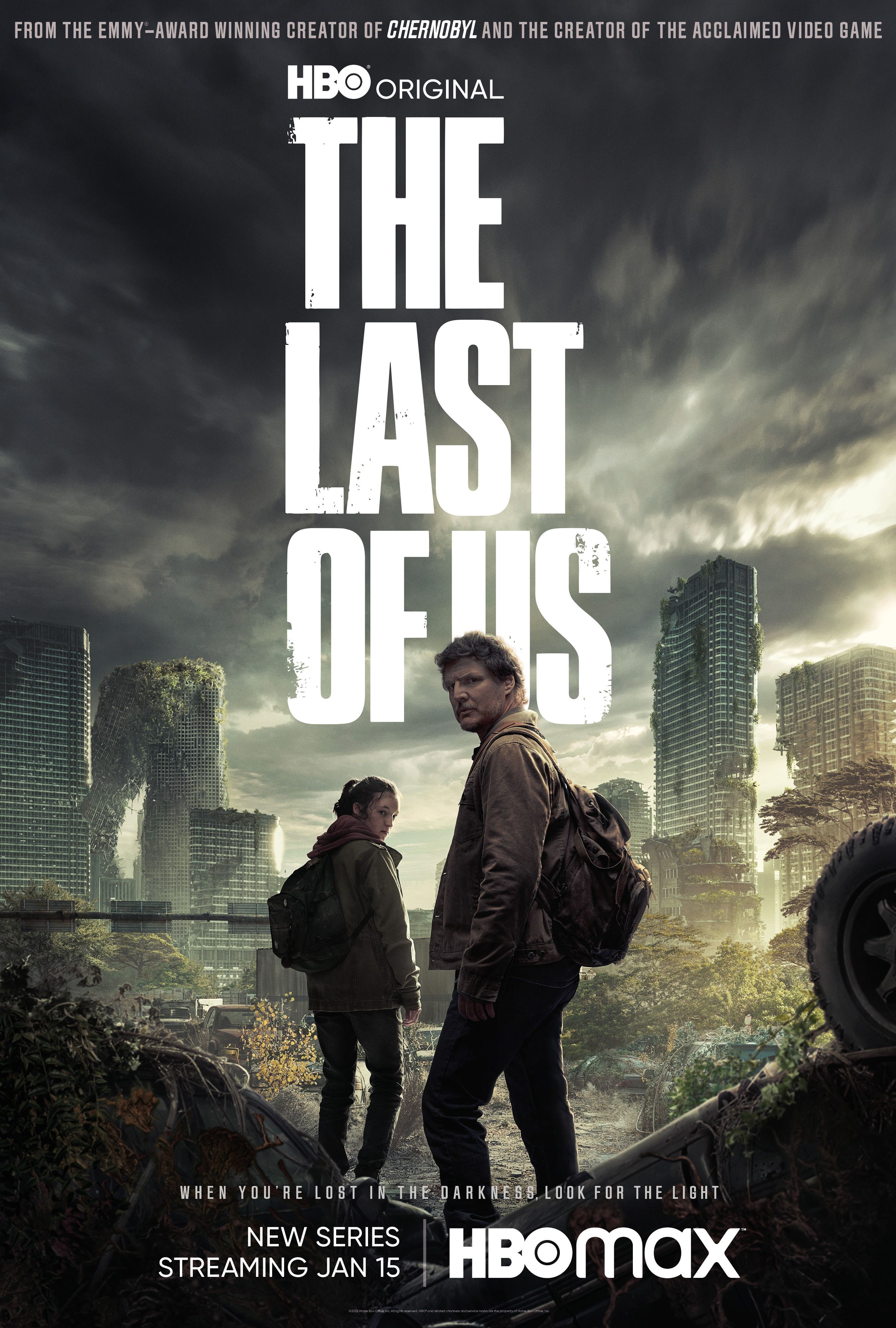 Pedro Pascal e Bella Ramsey no pôster de The Last of Us