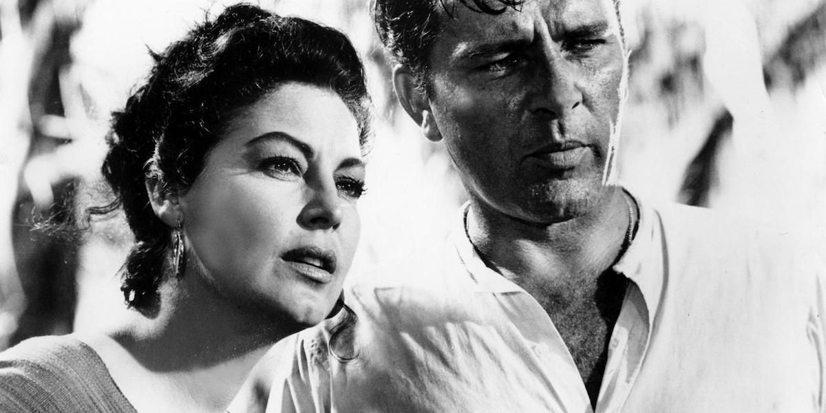 Ava Gardner as Maxine Faulk and Richard Burton as Reverend Dr. T. Lawrence Shannon in The Night of the Iguana