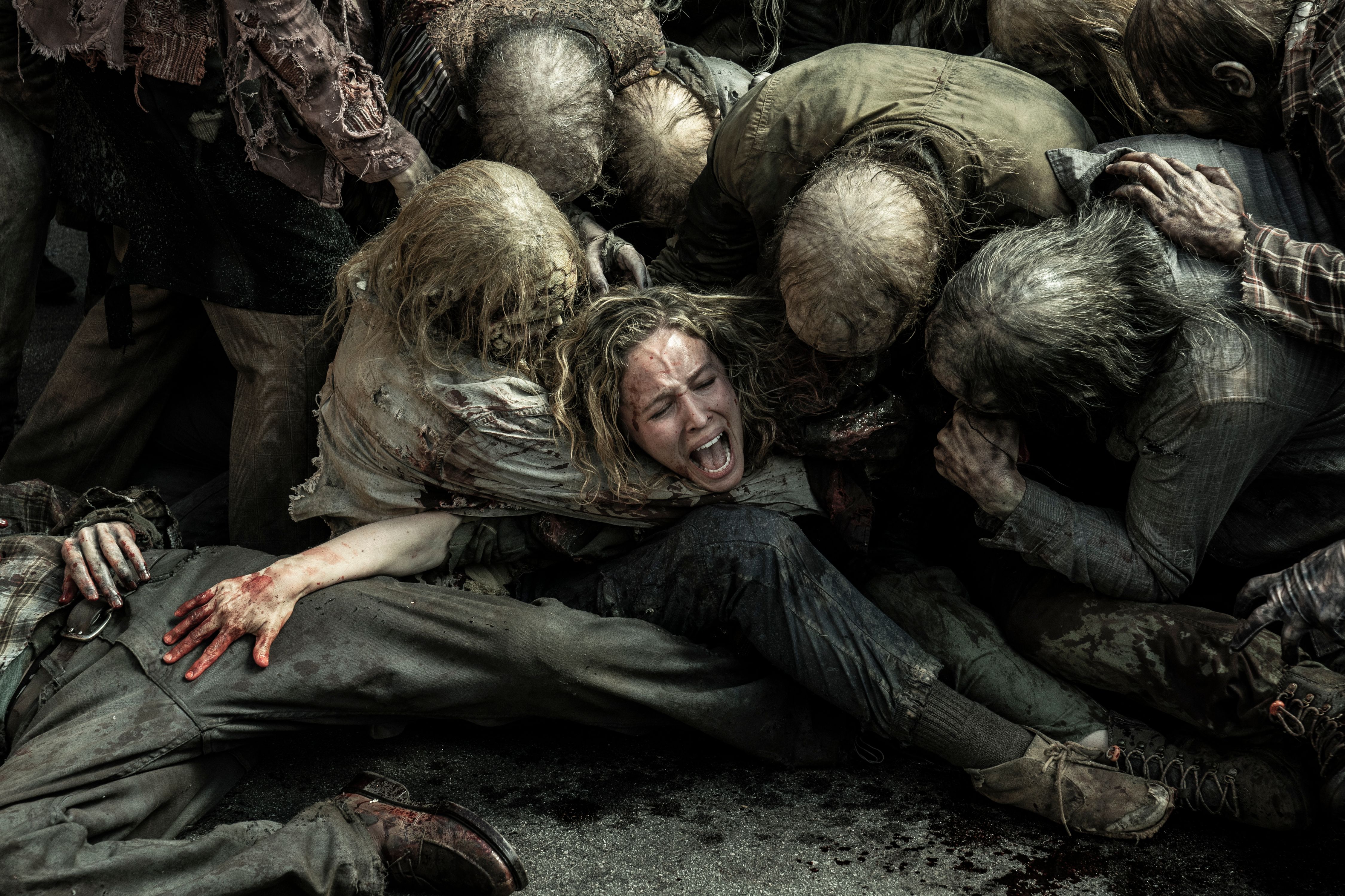 the walking dead series finale jules being attacked by zombies