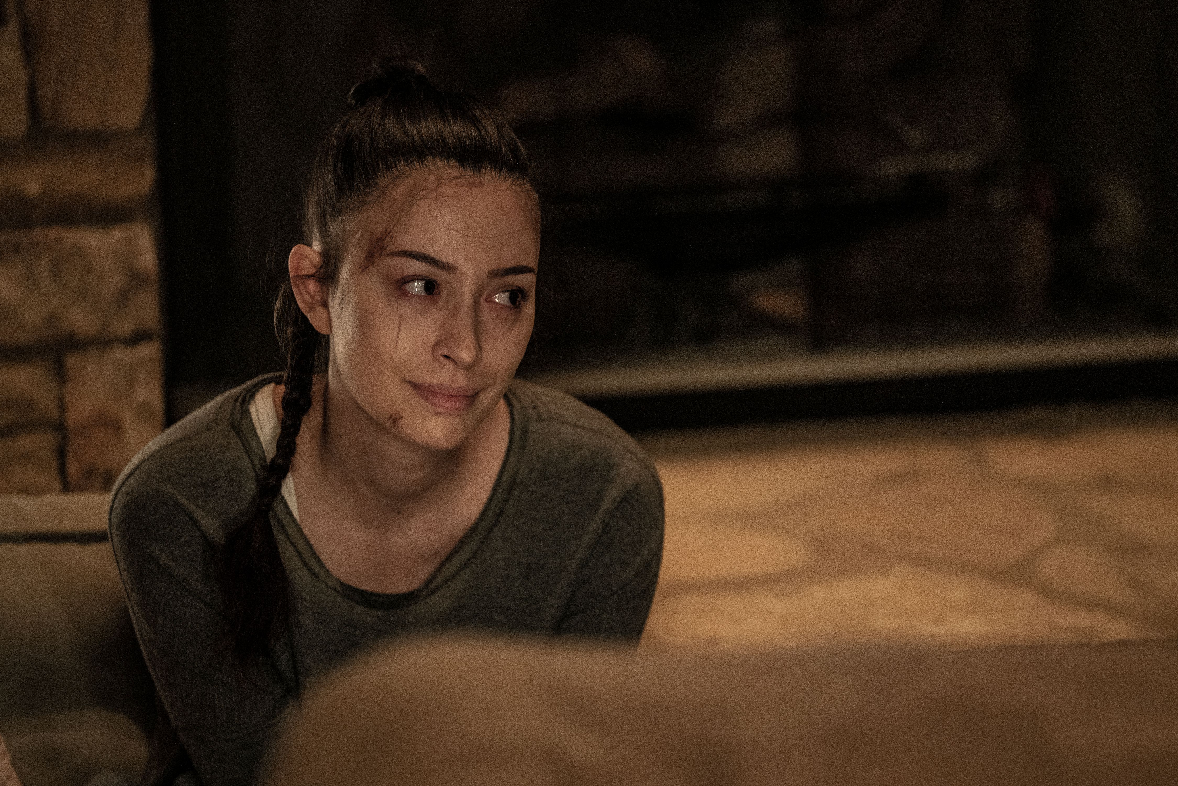 the walking dead series finale rosita christian serratos looking sad