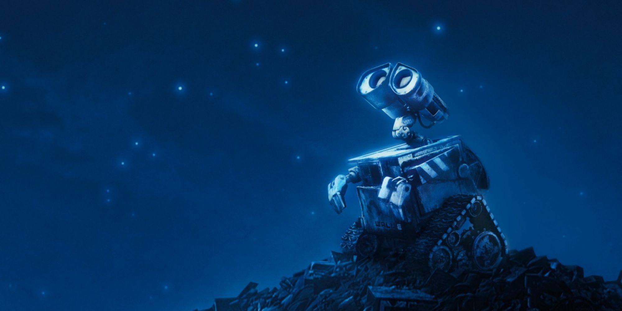 WALL-E gazing at the stars in WALL-E