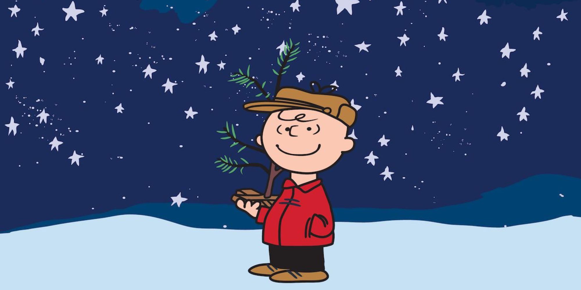 Charlie de A Charlie Brown Christmas segurando uma árvore