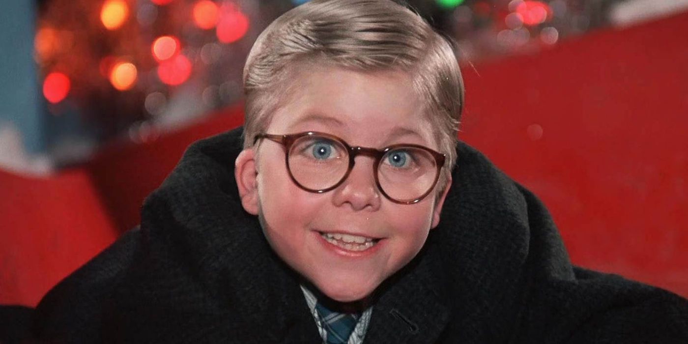 Ralphie before getting pushed down the mall Santa's slide in A Christmas Story