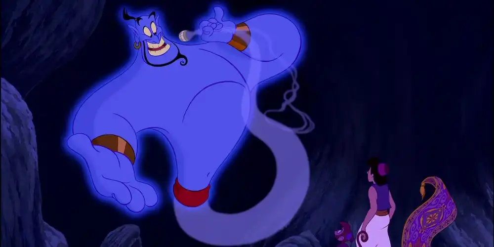 O fantasma se apresentando a Aladdin