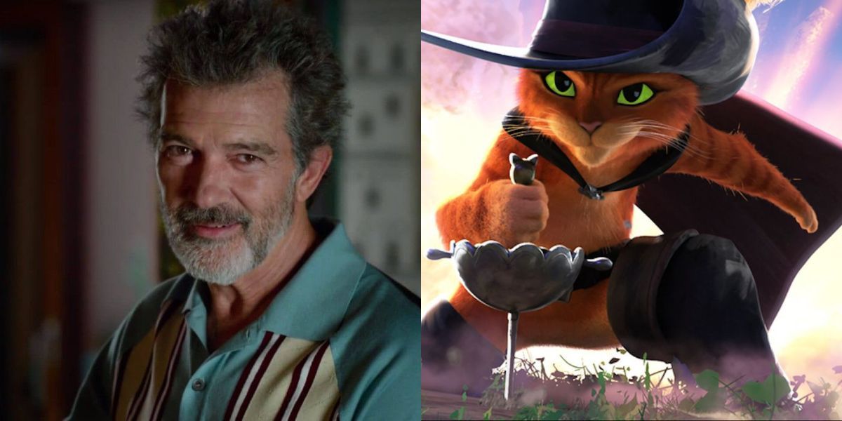 Antonio Banderas side by side with the titular character in Puss in Boots: The Last Wish