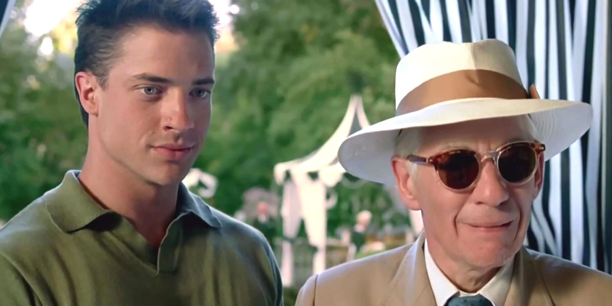 Brendan Fraser next to Ian McKellen outside of Gods and Monsters