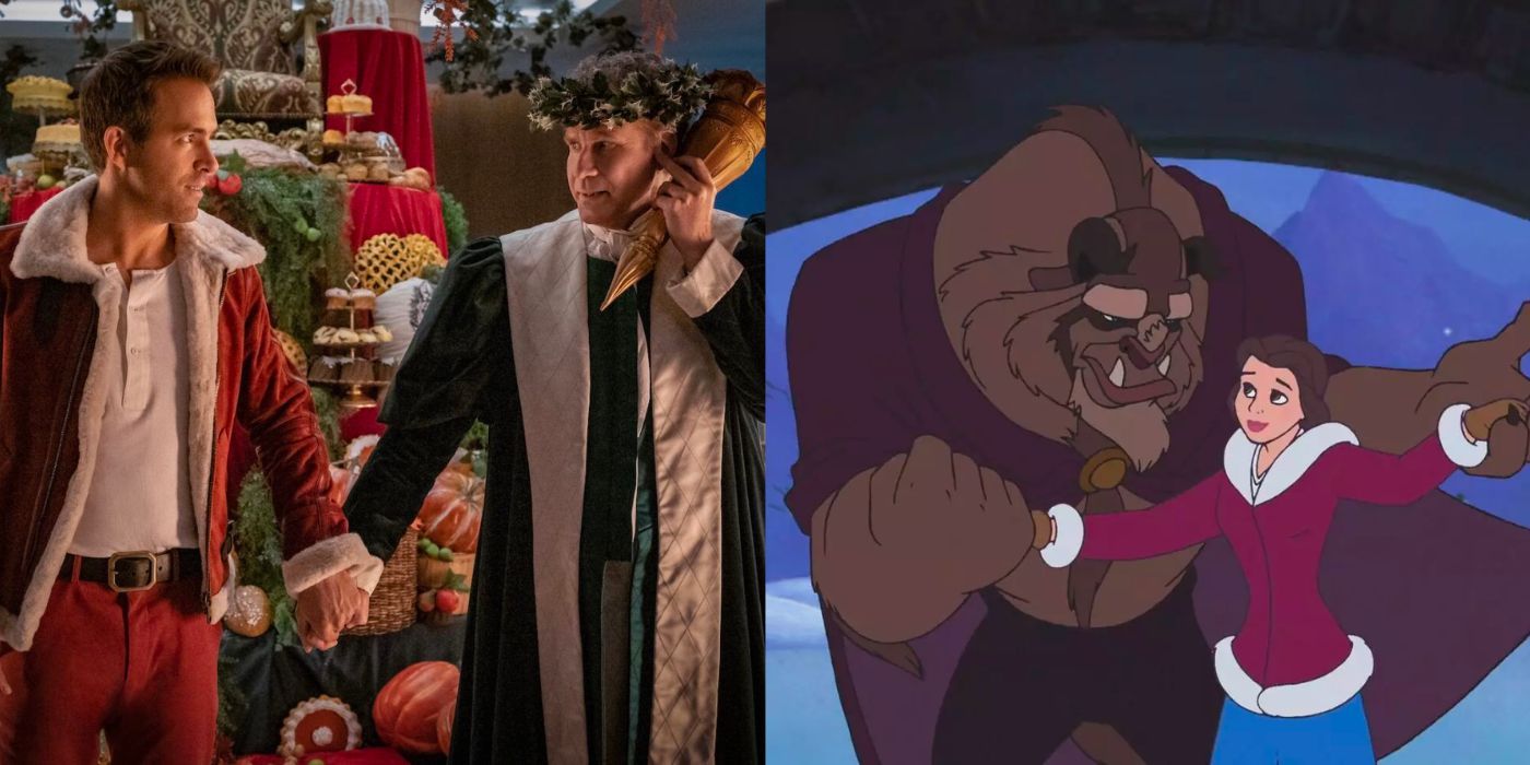 Characters from Spirited and Beauty And The Beast Enchanted Christmas