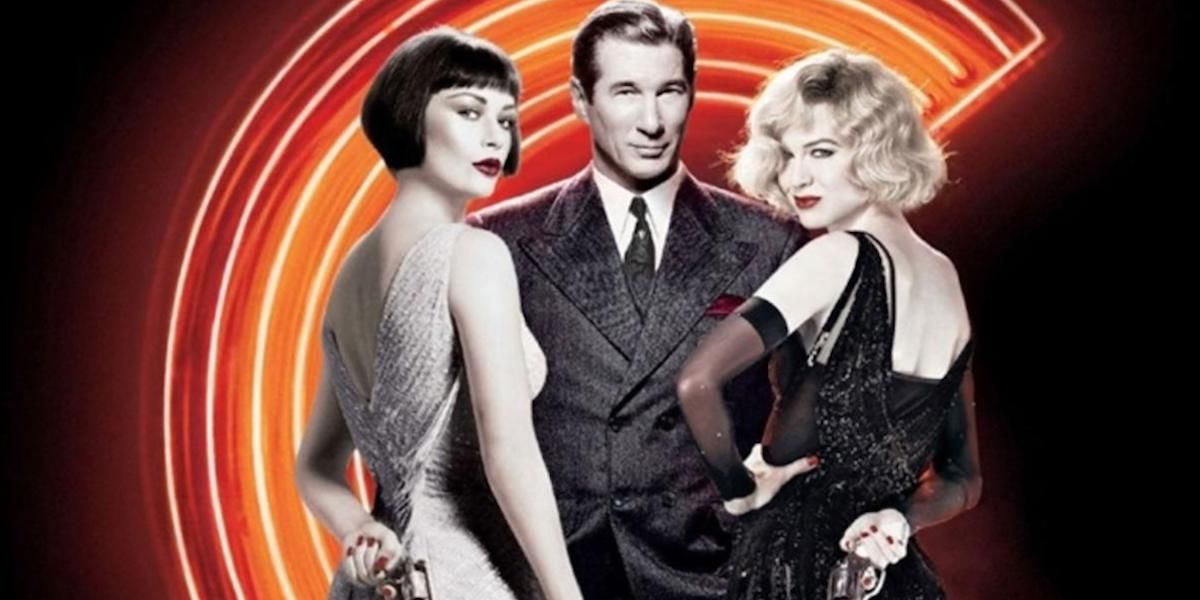 Catherine Zeta-Jones as Velma Kelly, Richard Gere as Billy Flynn, and Renée Zellweger as Roxie Hart in a poster for Chicago