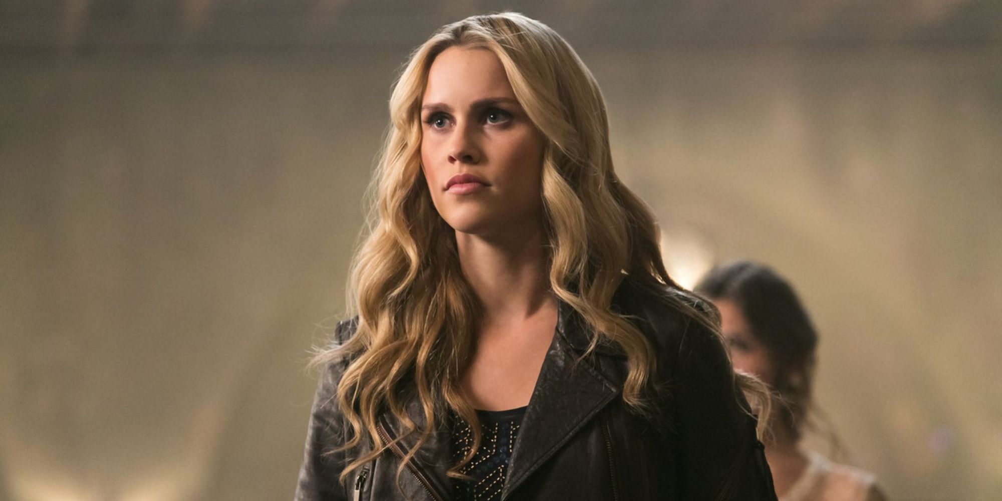 Claire Holt as Rebekah Mikaelson looking intently off-camera in The Vampire Diaries