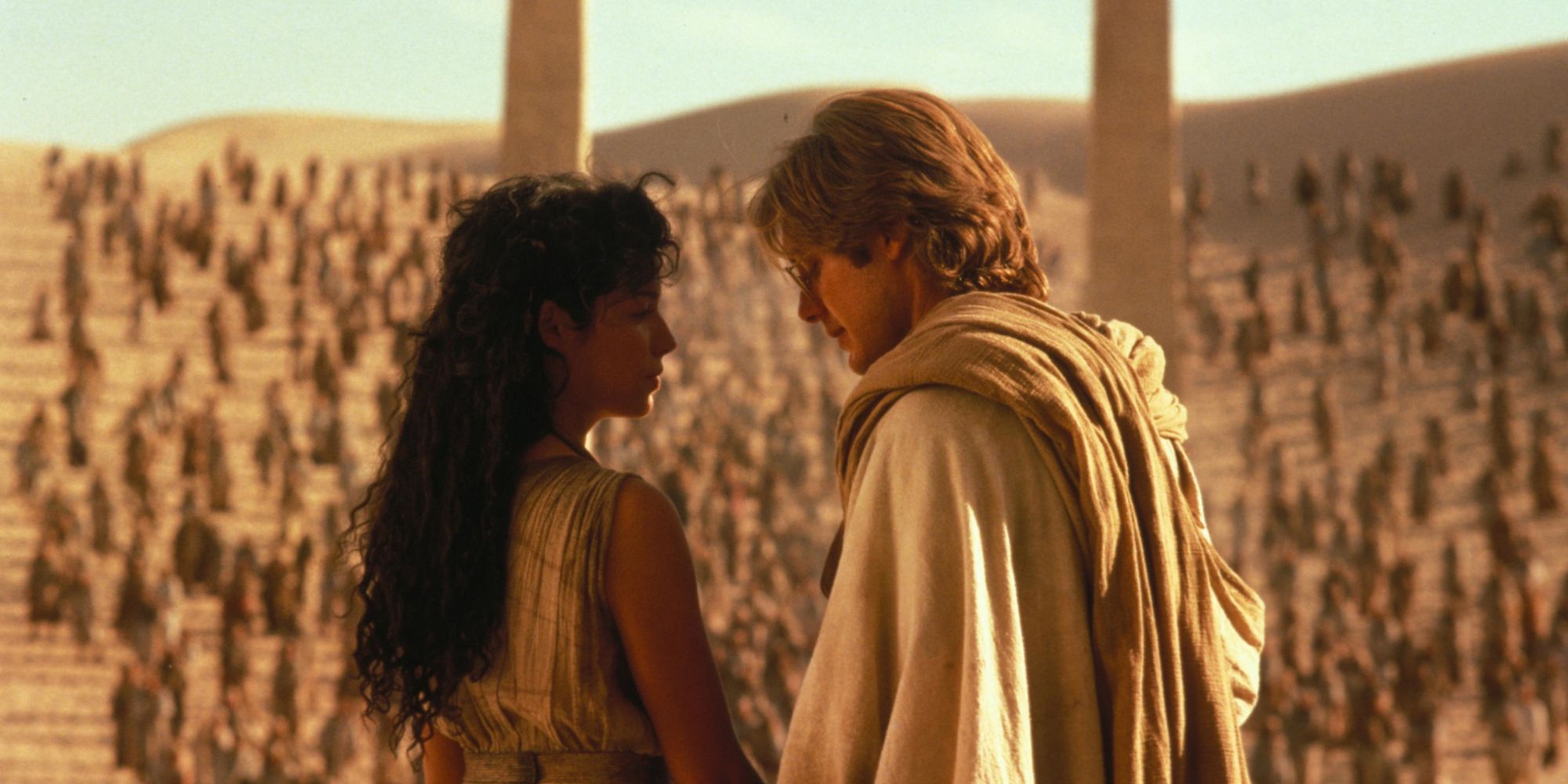 James Spader as Dr. Daniel Jackson with Mili Avital as Sha'uri on Abydos in 'Stargate.'