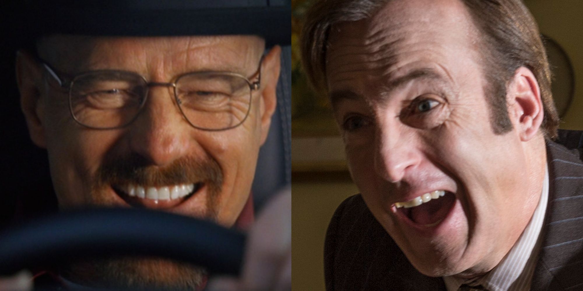 Collage of Walter White and Saul Goodman laughing