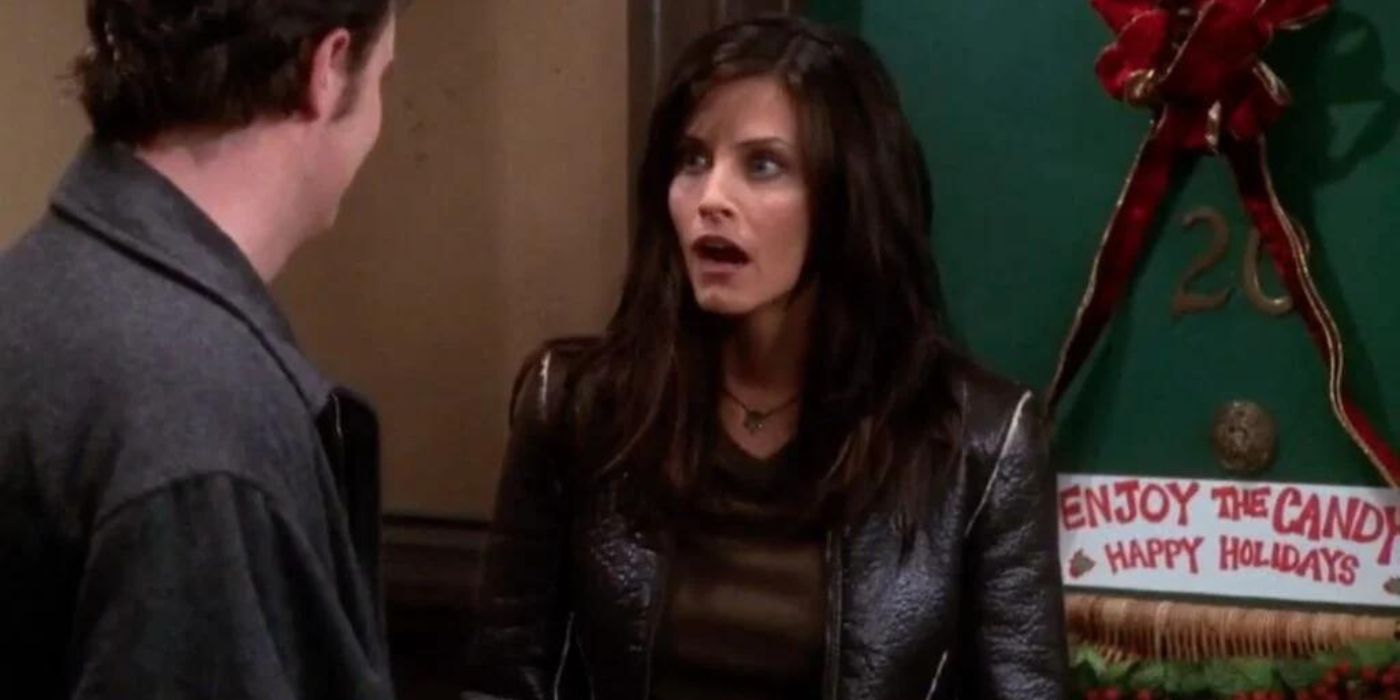 Monica was standing outside her apartment in shock on Friends