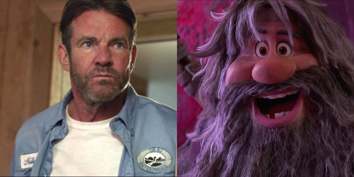 Dennis Quaid side by side his Strange World characterJaeger Clade