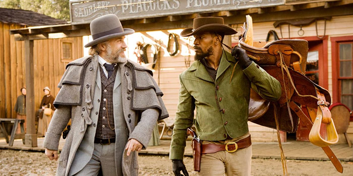 Doctor King Schultz and Django walking side by side in “Django Unchained.”