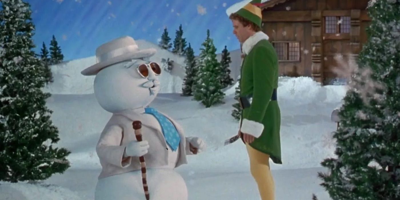 Amigos com o boneco de neve em Elf (2003)