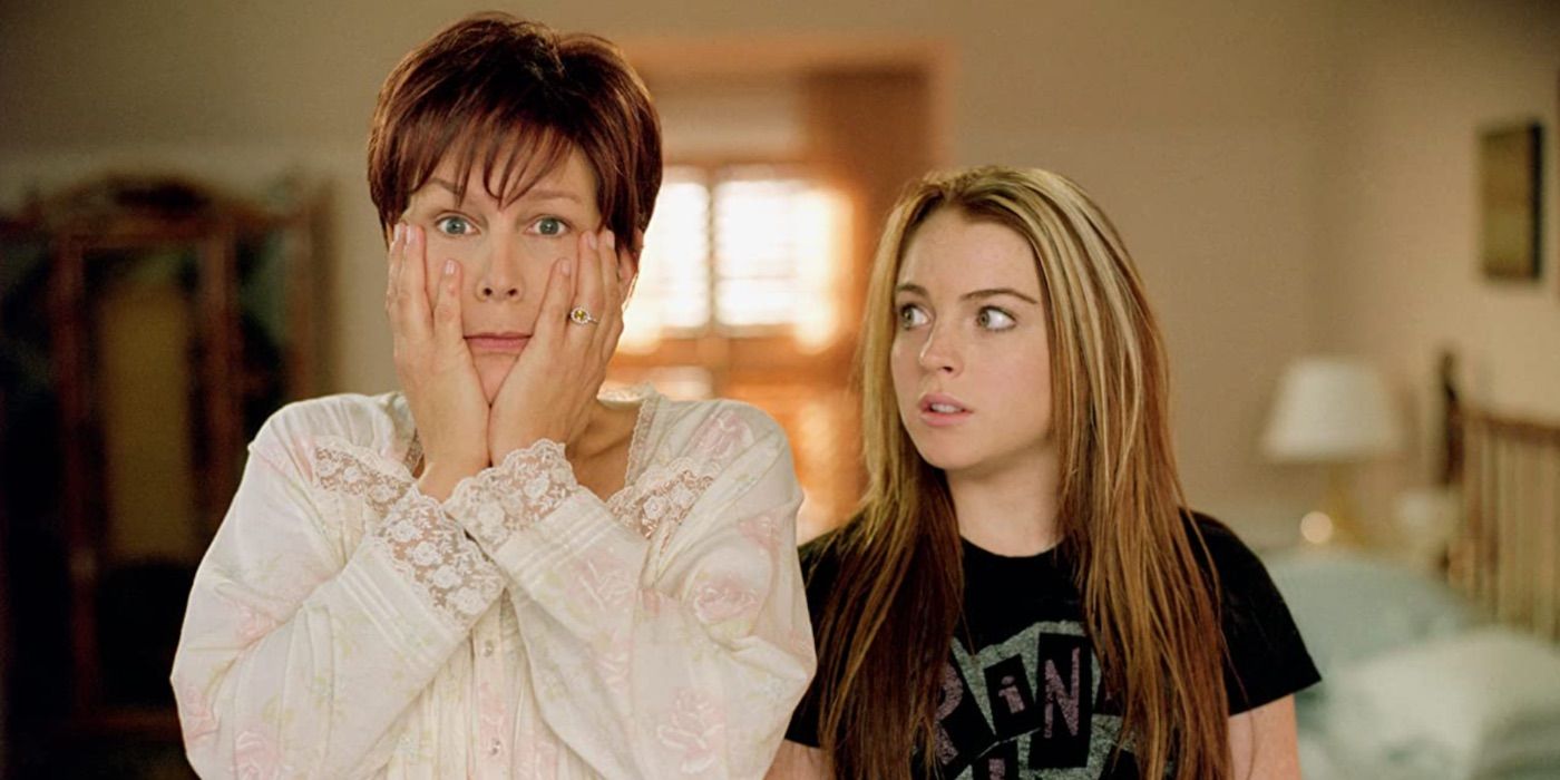 Jamie Lee Curtis freaking out alongside Lindsay Lohan in Freaky Friday (2003)