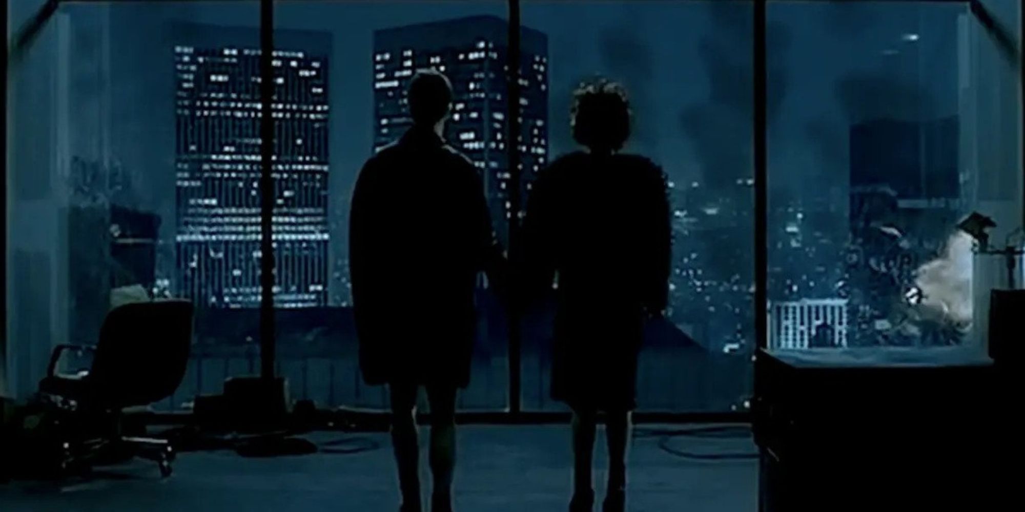 The ending scene from 'Fight Club', featuring Edward Norton & Helena Bonham Carter