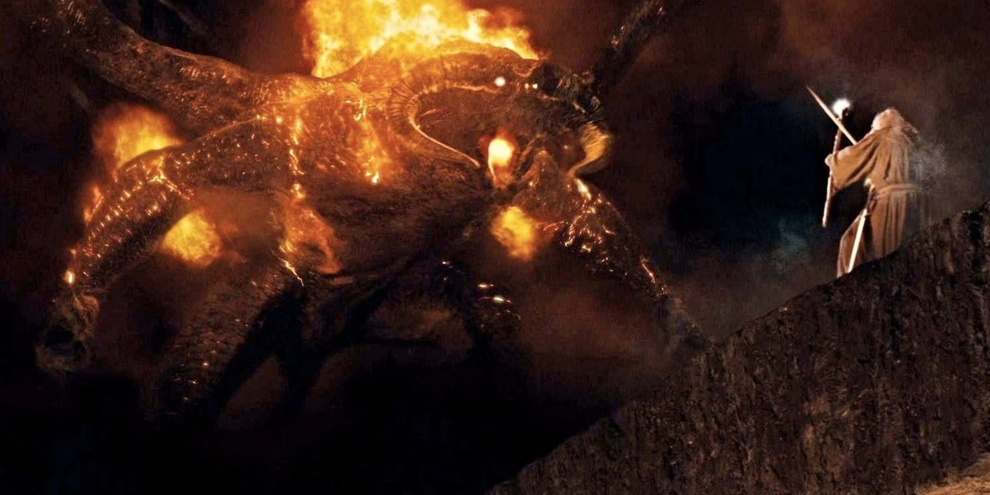 Gandalf e o Balrog em 'O Senhor dos Anéis: As Duas Torres'