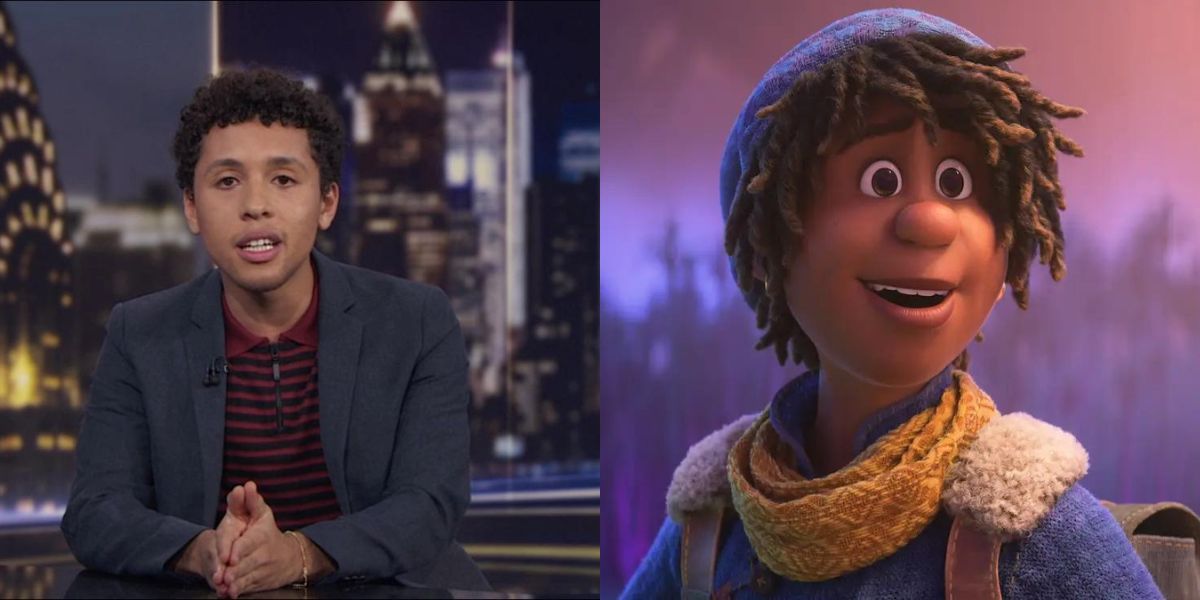 Jaboukie Young-White side by side with his Strange World character Ethan Clade