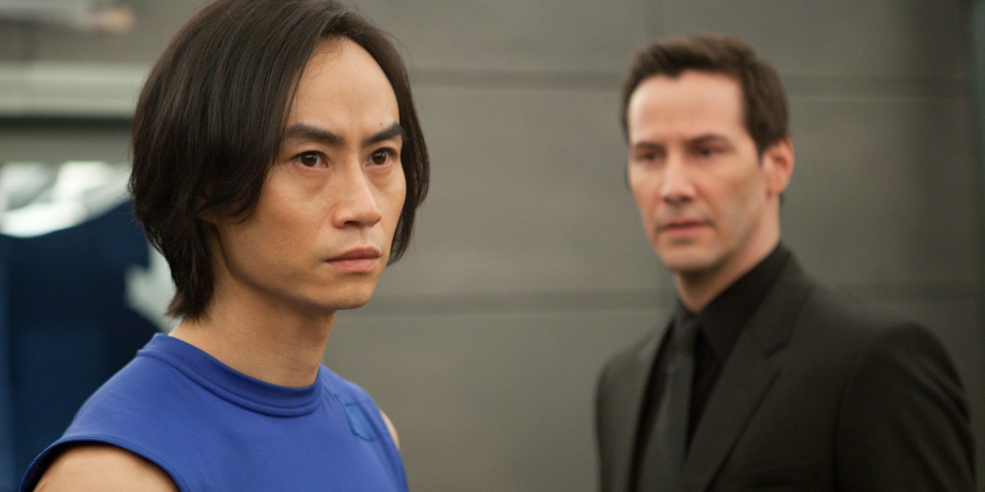 keanu Reeves looking at Tiger Hu Chen in Man of Tai Chi (2013) (1)