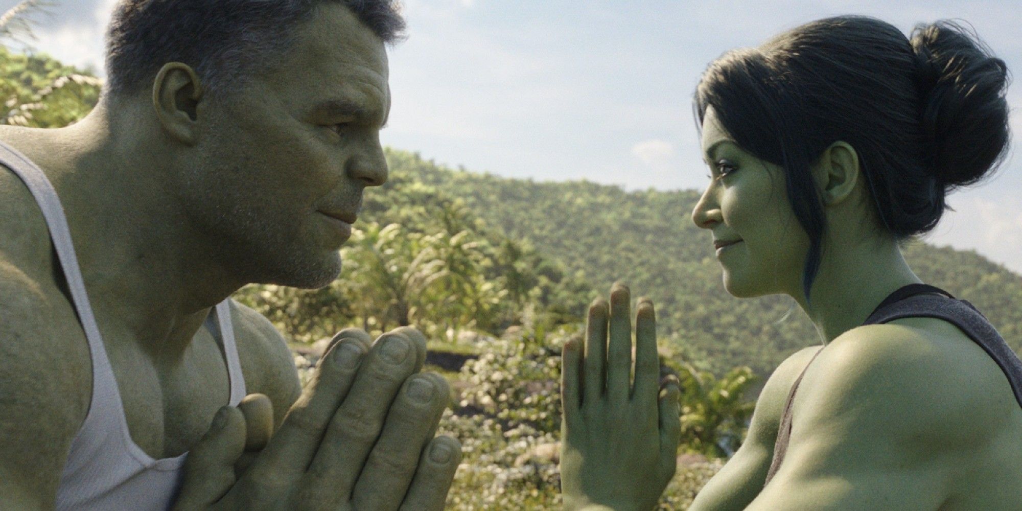 Hulk and She-Hulk meditating in She-Hulk