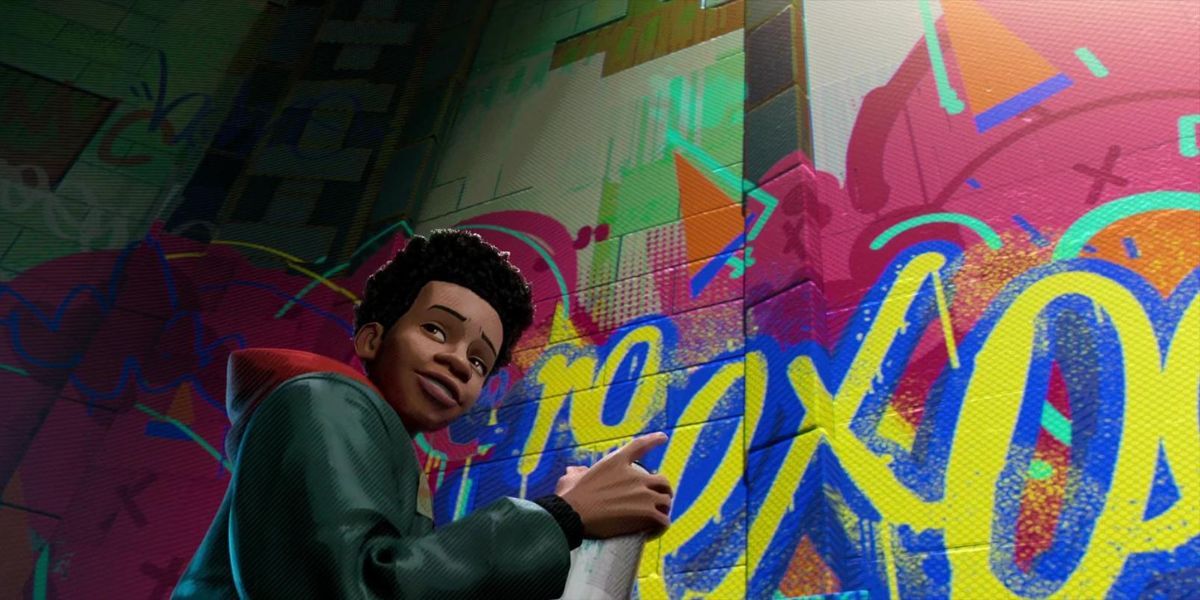 Miles Morales tagging in Spider-Man: Into the Spider-Verse