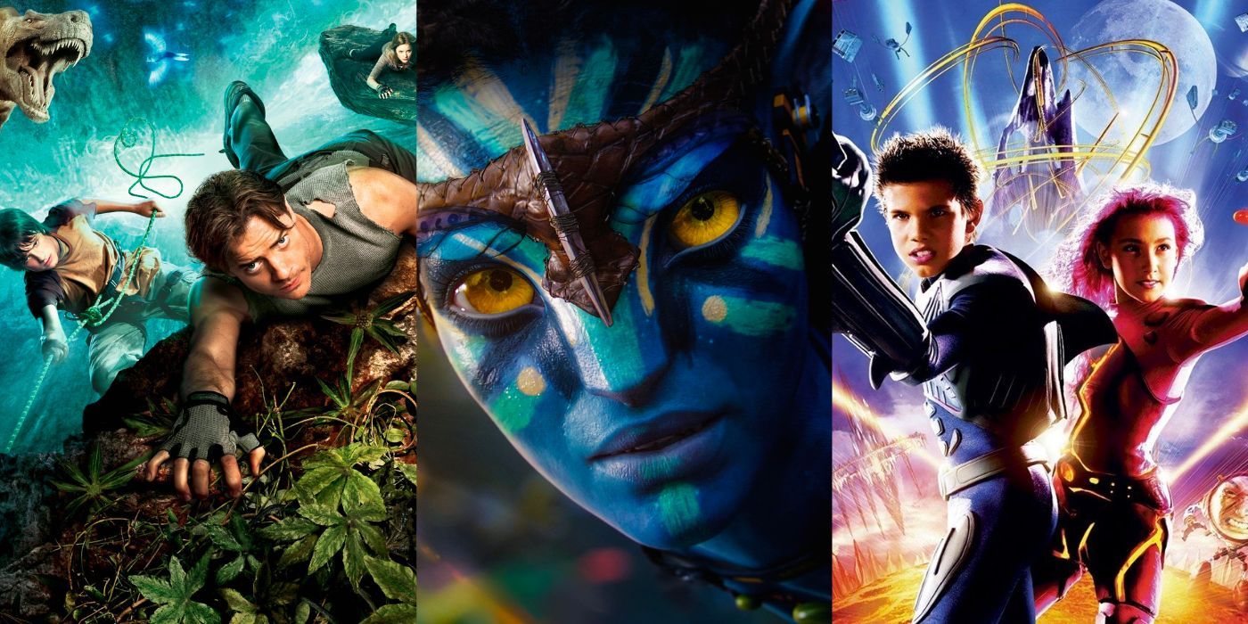 Movie posters for Journey to the Center of the Earth, Avatar, and The Adventures of Sharkboy and Lavagirl