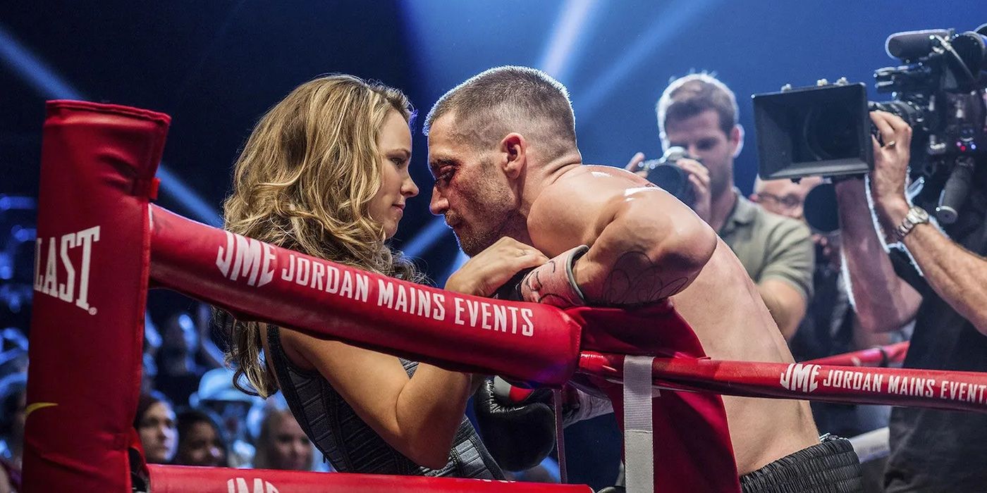 Rachel McAdams and Jake Gyllenhaal in Southpaw 