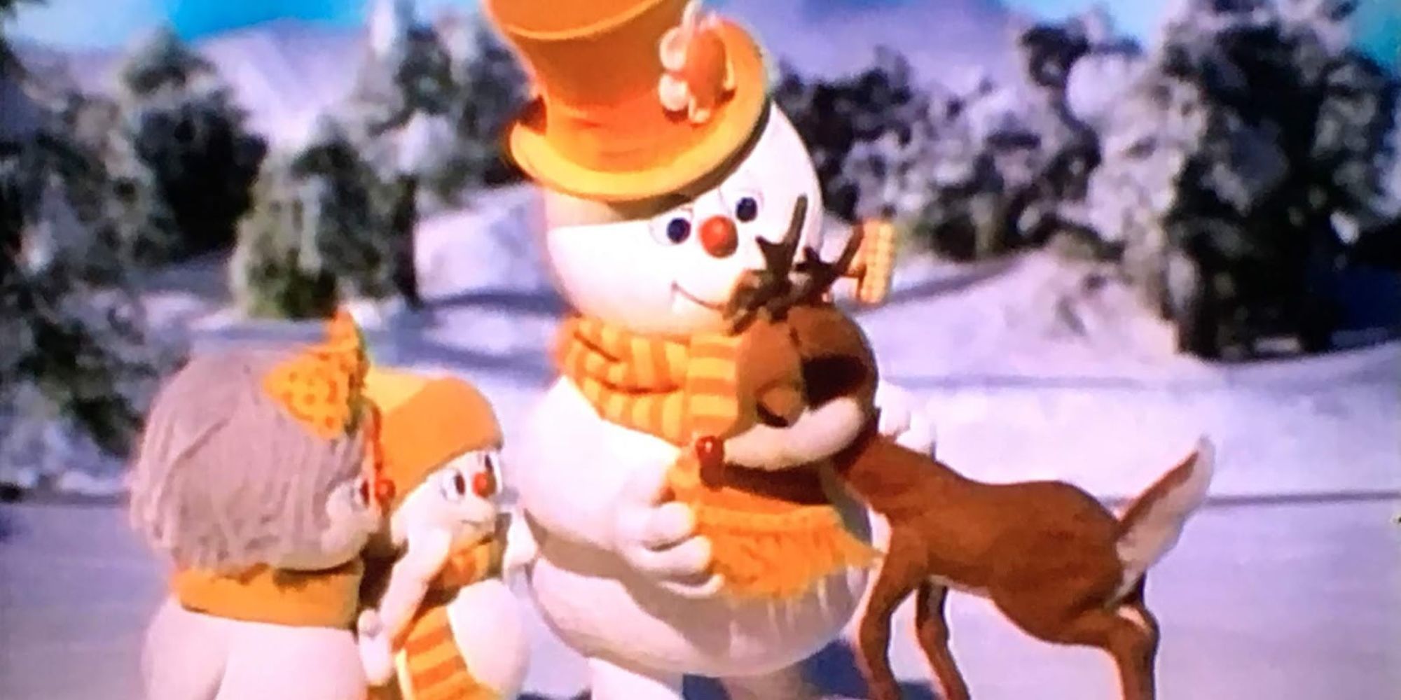 Rudolph, Frosty and his parents from Rudolph and Frosty’s Christmas in July standing together