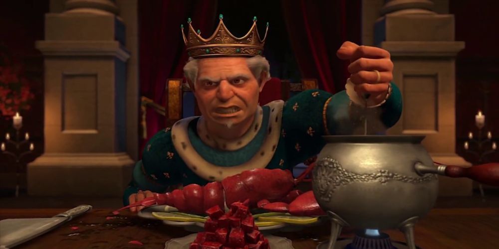 King Harold from Shrek 2 (2004) having dinner