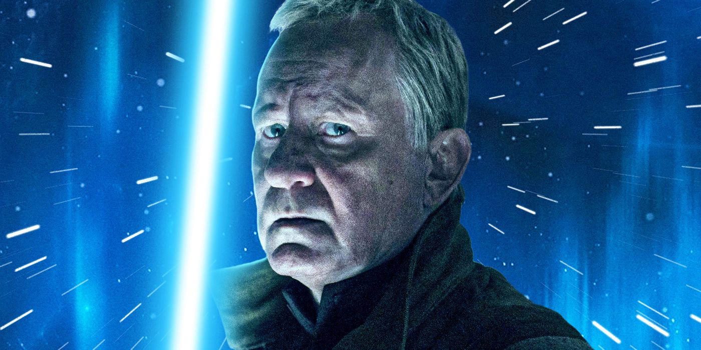 Stellan Skarsgard in Andor with a lightsaber