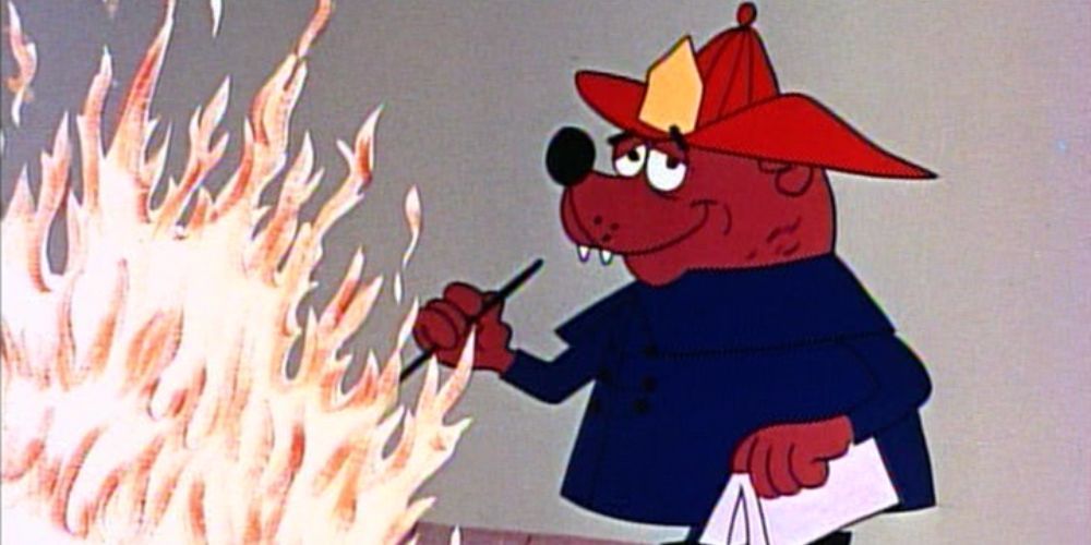 Stokey, o Urso, assa um marshmallow em vez de apagar o fogo
