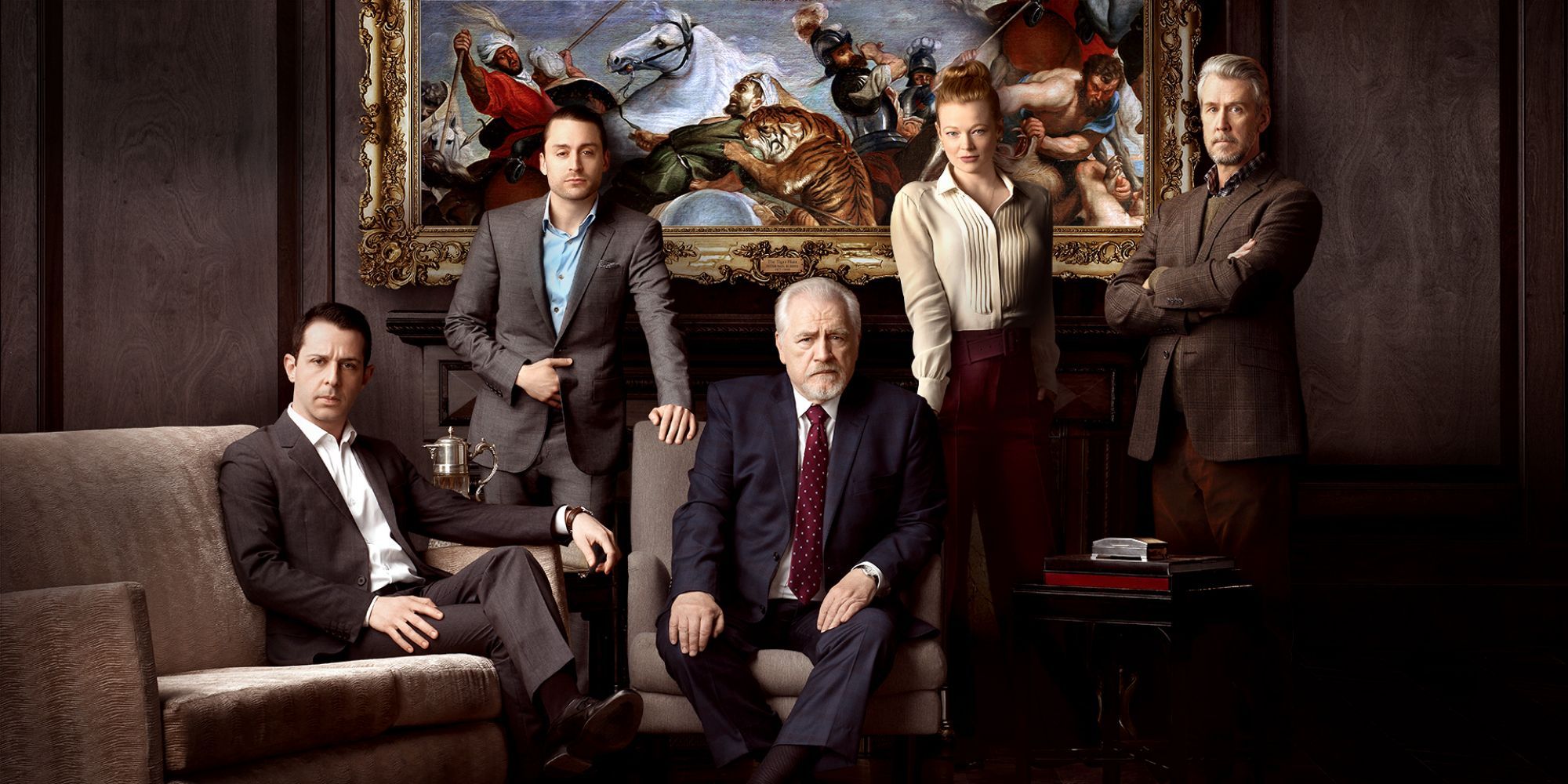 The Roy family posing together in a promo image for Succession