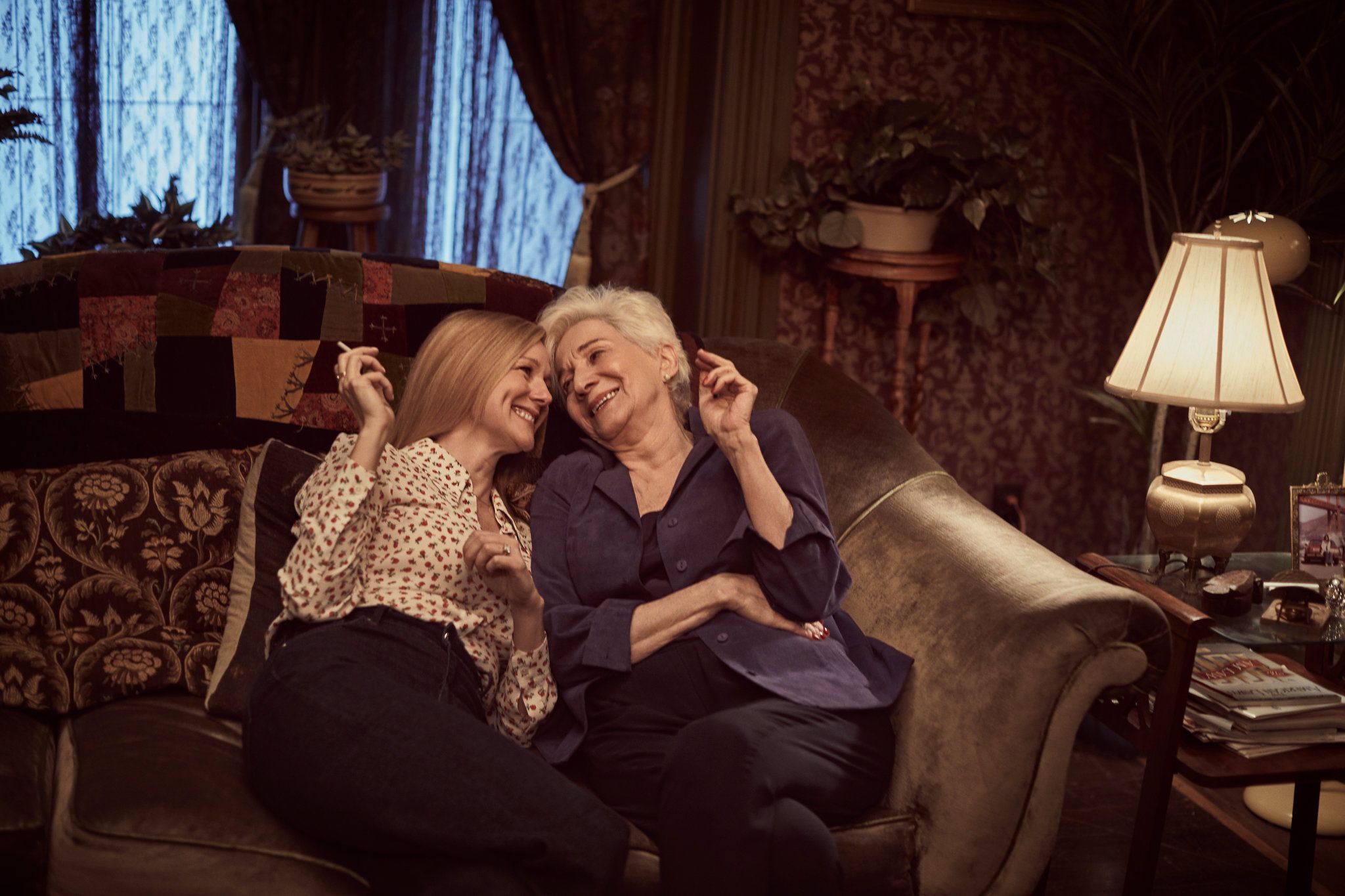 laura linney and olympia dukakis tales of the city smoking on couch in tales of the city