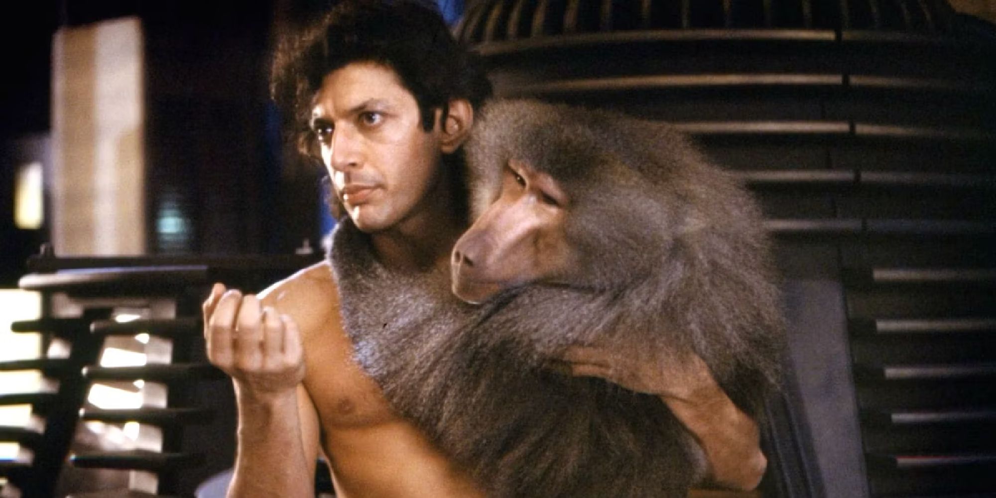 เจฟฟ์ โกลด์บลัมกับลิงบาบูนใน The Fly - 1986