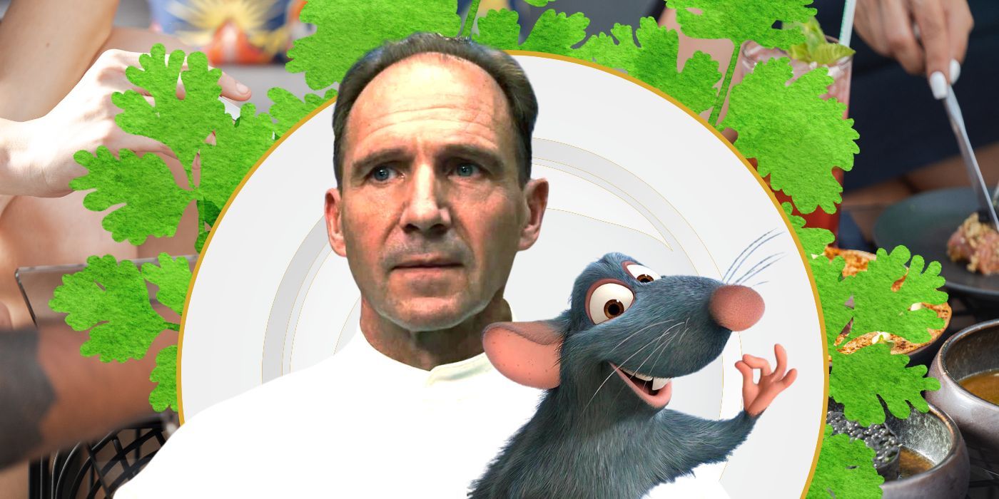 Remy from Ratatouille and Ralph Fiennes as Slowik from The Menu