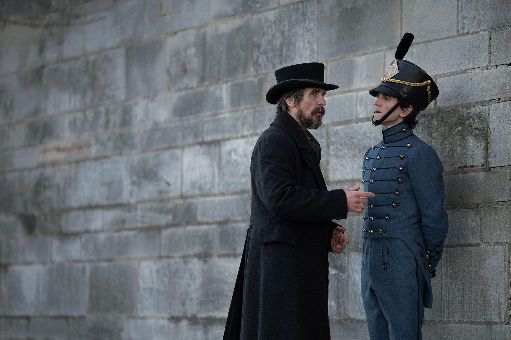 Christian Bale and Harry Melling in The Pale Blue Eye