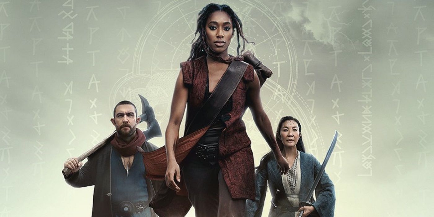 Michelle Yeoh, Sophia Brown, and Laurence O’Fuarain in the witcher blood origin poster