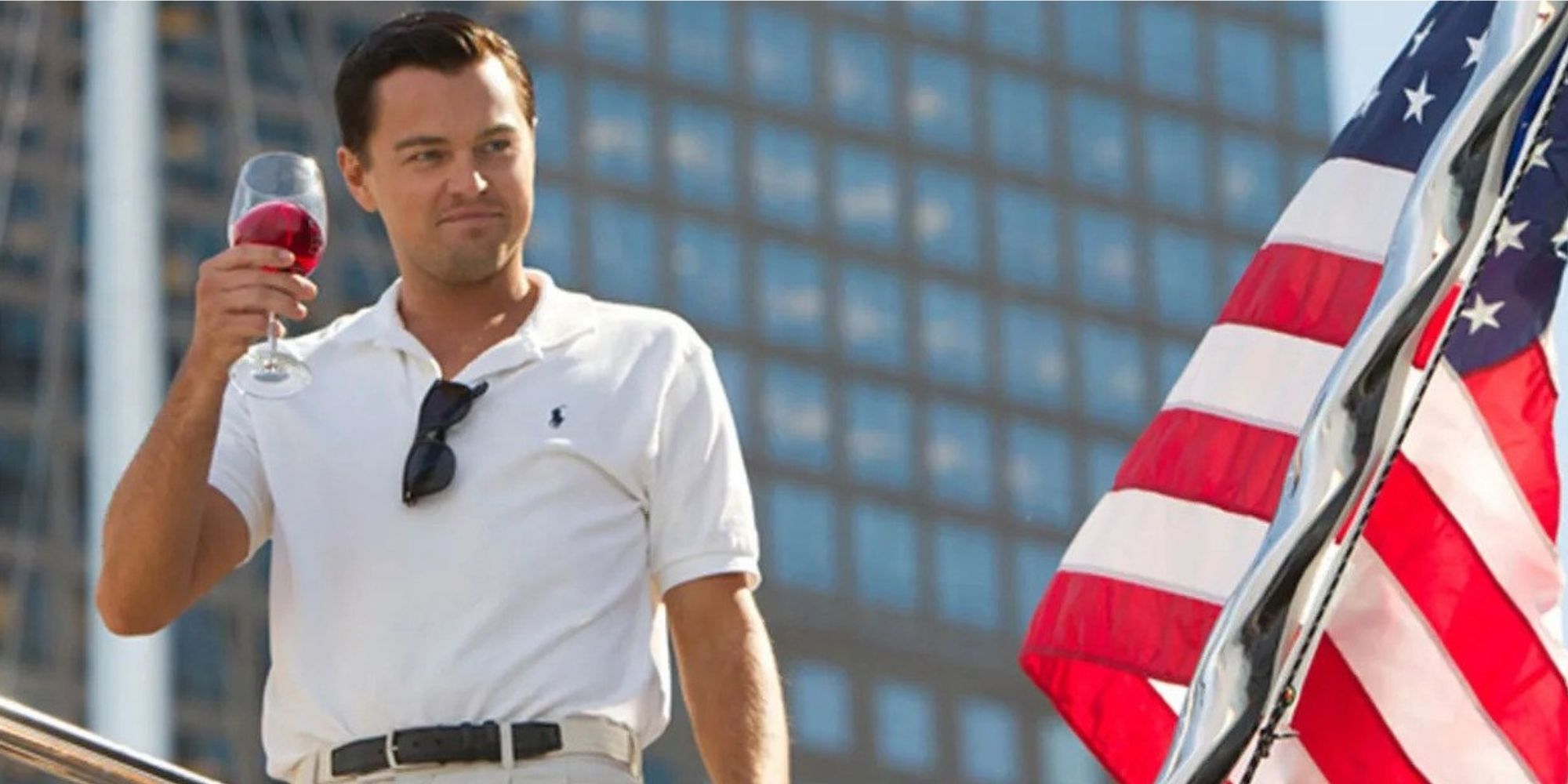 Jordan Belfort toasting from his yacht in 'The Wolf Of Wall Street'