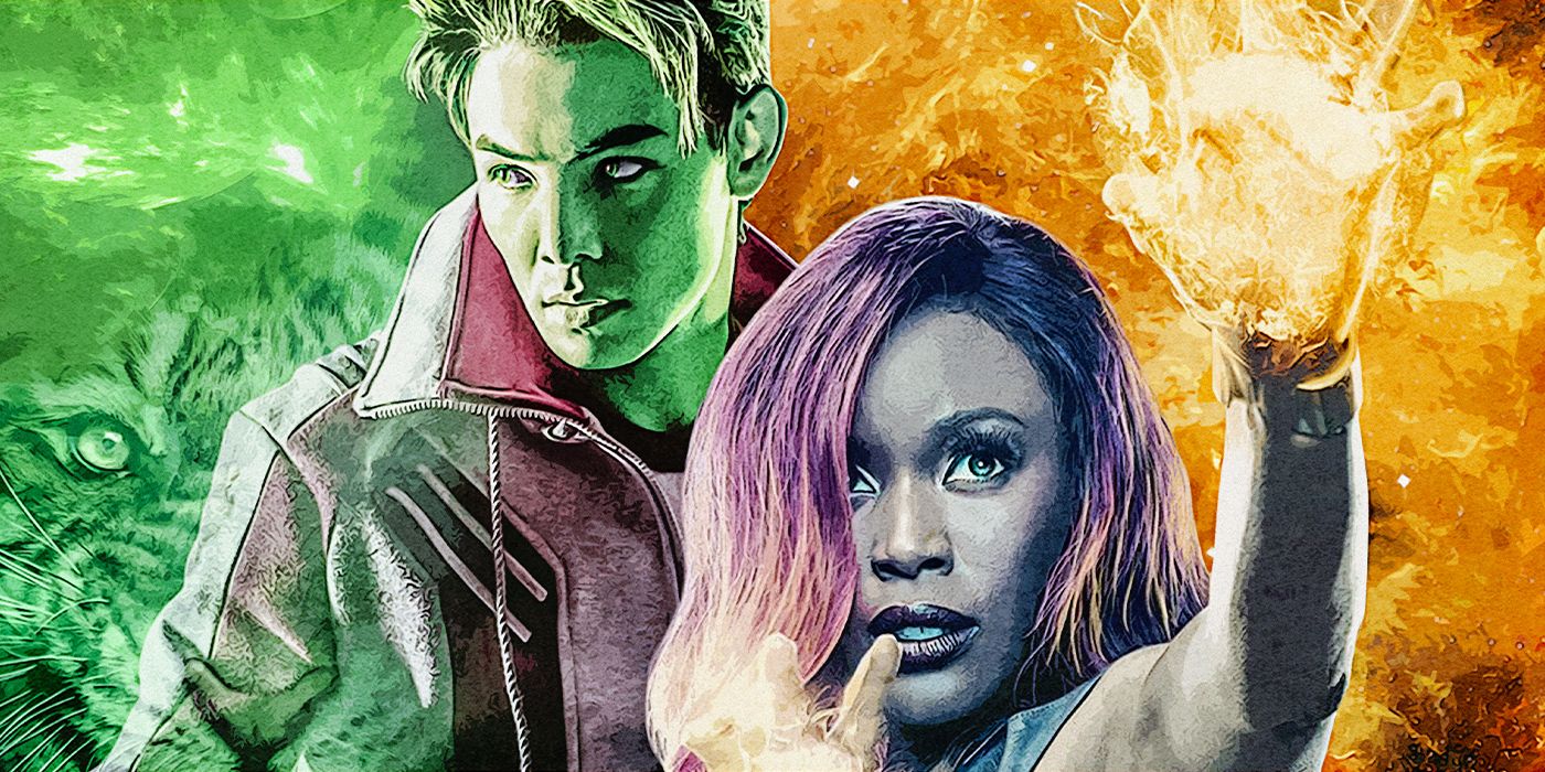 Anna Diop as Starfire and Ryan Potter as Gar Logan in Titans